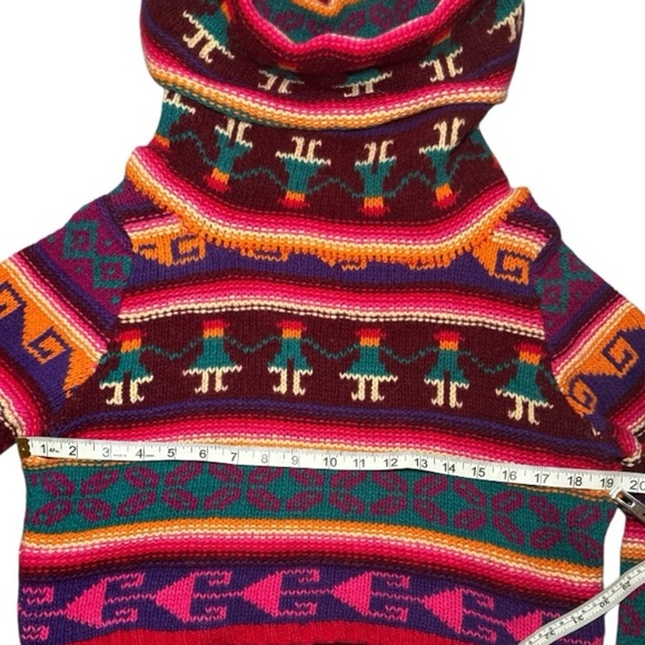 RARE H&M Designer Inspired Wool Aztec Boho Turtleneck Sweater Sz 10 - Picture 14 of 15
